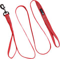 Blue-9 Reflective Dog Leash, Multi-Function 6 Foot Adjustable Lead with Traffic Loop and 3M Reflective Stitching for Obedience, Running, and Agility Training, Made in The USA, Medium/Large, Red