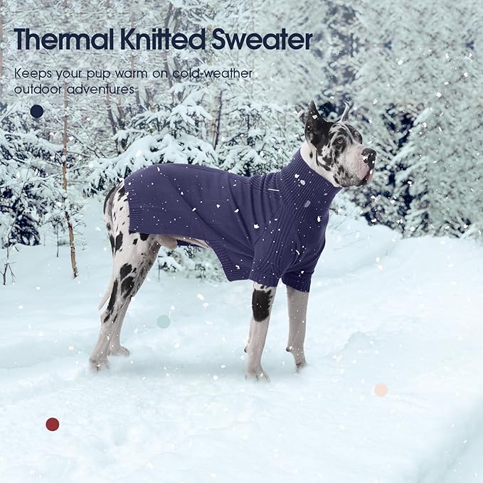 IECOii XXXL Dog Sweater,Warm Dog Sweaters for Extra Large Dogs Girl Boy,Stretchy & Cozy,Turtleneck Knitted Pullover for Pet Wear On Holiday,Easy On Doggy Sweatshirt for Labrador (Blue,XXXL)