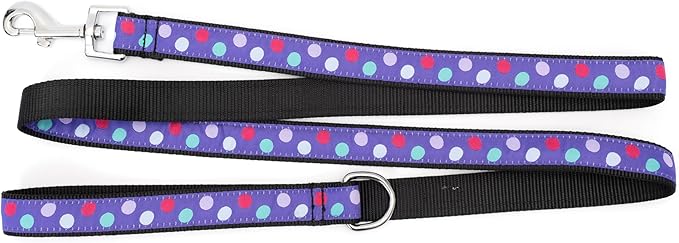 THE WORTHY DOG Stylish Gumball Patterned Leash for Dogs, Solid Nickel Plated - Purple/Black, Small
