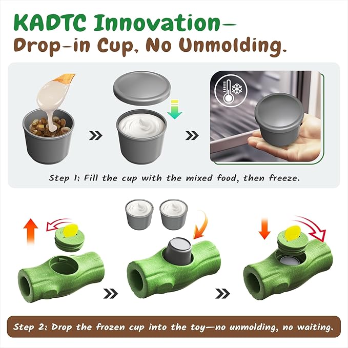 2 PCS KADTC XXL 3-in-1 Durable Dog Enrichment Toy - Long-Lasting Fillable & Frozen Lick Toy - No-Transfer Freeze & Play -Mess-Free - Ultimate Boredom Buster & Tough Chew Toys for Large Dogs
