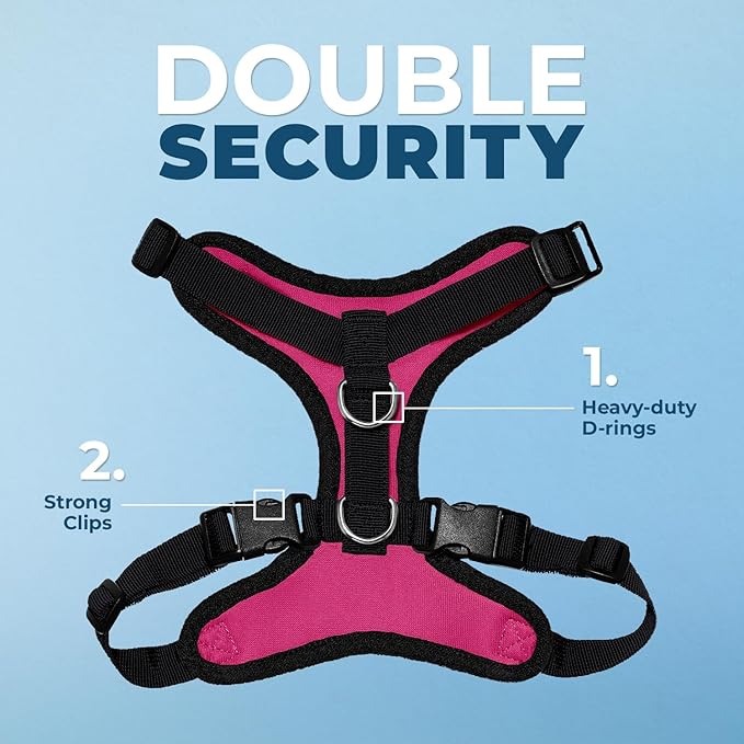Voyager Step-in Pet Harness - All Weather Mesh, Adjustable Step in Harness for Cats and Dogs by Best Pet Supplies - Fuchsia/Black Trim, M