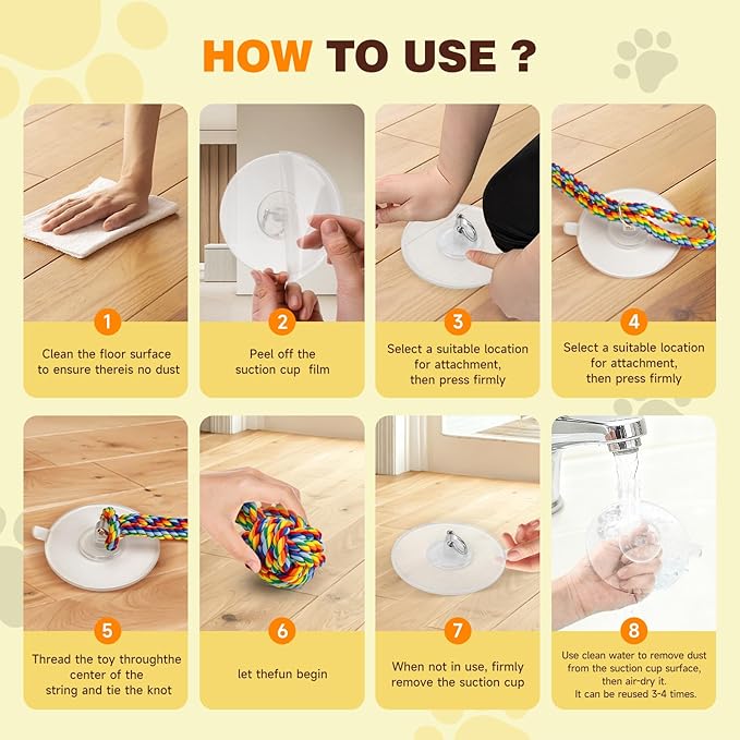 Interactive Tug Toy with Sticky Suction Cups, Durable Rope & Rainbow Chew Ball, Indestructible Enrichment Puzzle, Built for Aggressive and Busy Chewers，Toy for Small to Medium Dogs