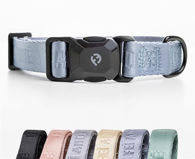 2026 New Edition, Fei & Eve MagEase Dog Collar - Patented Magnetic Buckles | Fur-Safe | Premium 210D Nylon | 450LB Escape-Proof | Adjustable Fit | Medium (Dusk Blue)