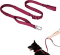 Hands Free Dog Leash Adjustable Versatile Crossbody Waist Dog Leash Reflective Comfortable Padded Handles Shock Absorbing Walking Lead for Small Medium Large Dogs (Light-Burgundy, M)
