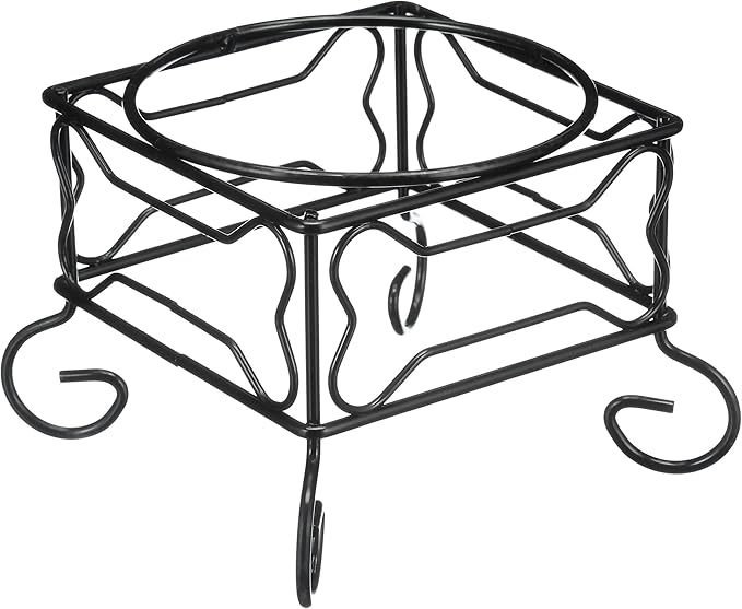 Wrought Iron Stand with Single Stainless Steel Bowl Size: Medium (7" H x 9.5" W x 9.5" D)