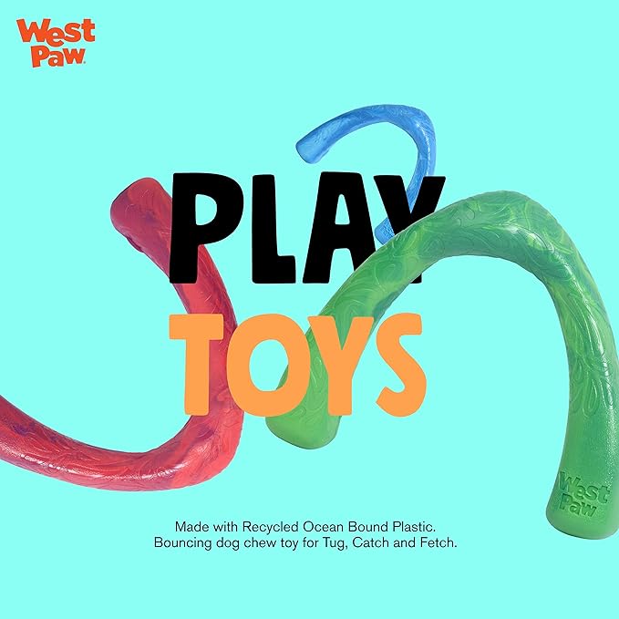 WEST PAW Seaflex Snorkl Dog Tug Chew Toy for Moderate Chewers, Made in USA, 8.25" Large, Green