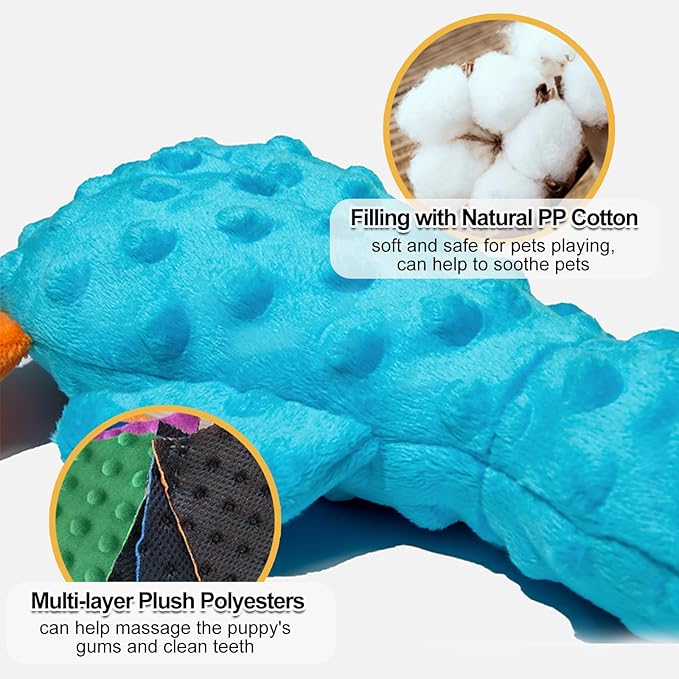 Adpartner Squeaky Dog Toys, 2 Pack Dog Toy Duck Plush Crinkle Dog Toys for Small Medium Breeds, Interactive Pet Squeaky Toys Soft Stuffed Puppy Toy to Keep Them Busy, Training, Reduce Boredom