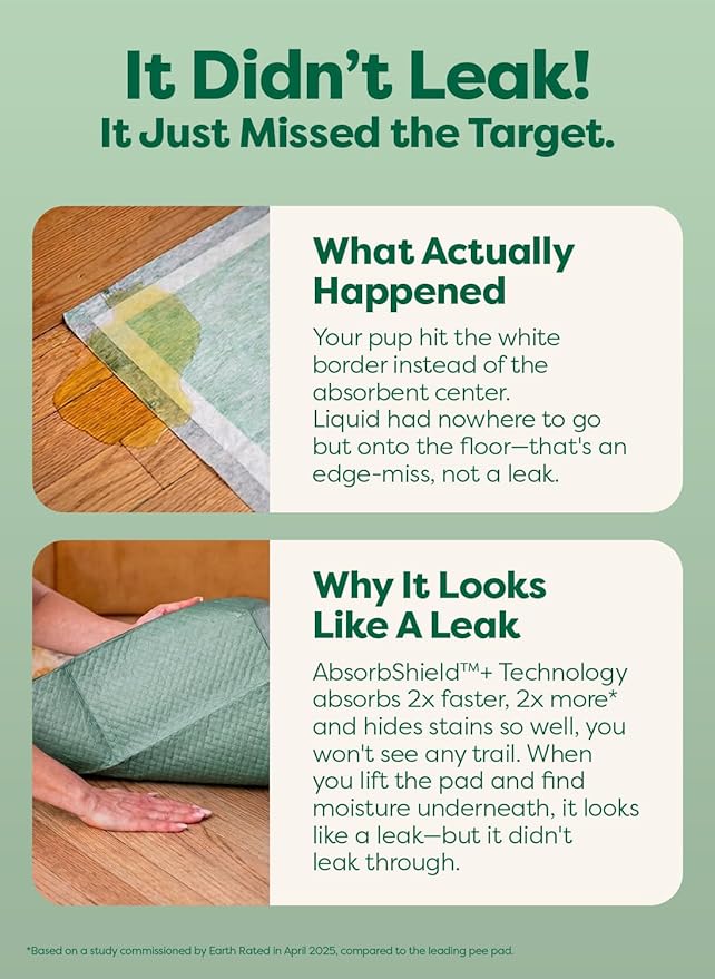 Earth Rated Max Absorbency Puppy Pee Pads for Dogs Absorbs 2X Faster & 2X More, Leak-Proof, Odor Control Potty Training, Unscented, 3XL, 36” x 36”, 24 Count