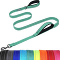 VIVAGLORY Twingrip Dog Leash, Double Handle Dog Leash for Training & Walking with Traffic Handle & 2 Loop, Traffic Control Reflective Heavy Duty for Puppy Pet, 4ft x 1in, Turquoise