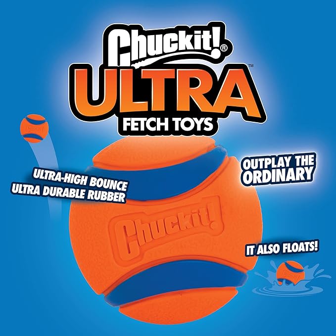 Chuckit! Ultra Ball Dog Toy - Size XL - for Dogs 100+ lbs - Made from Durable Rubber - Super Bouncy - Floats in Water - 3.5-inch Diameter - (Pack of 2)