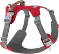 No Pull Dog Harness – Adjustable Reflective Nylon Vest for Small Medium Large Dogs, Escape Proof Training Harness with Leather Control Handle, Lightweight Aluminum Hardware (Red, M)