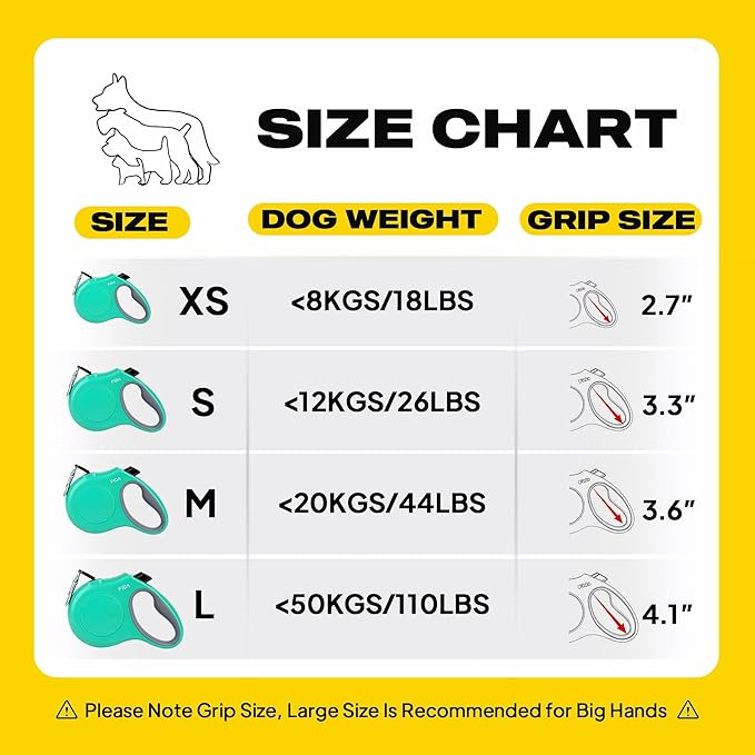 Fida Retractable Dog Leash with Dispenser and Poop Bags, 16 ft Pet Walking Leash for Medium Dog or Cat up to 44 lbs, Anti-Slip Handle, Tangle-Free, Reflective Nylon Tape (M, Teel)