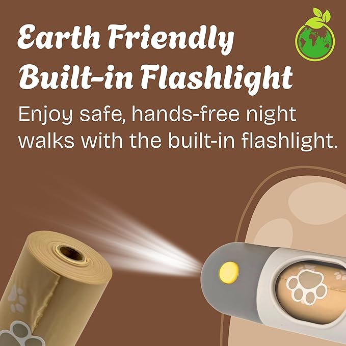 Home Compostable & Biodegradable Dog Poop Bags Thick Leak Proof 240 Bags / 16 Rolls with Poop Bag Dispenser & Flashlight for Night Walks-Joyful Waggers by WESTBAYVC