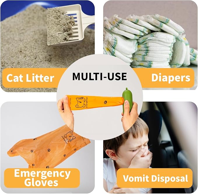 Dog Poop Bags With Dispenser, Strong and Leak-proof Waste Bags for Pets, Floral Scented, 270 Count (18 Packs of 15), 13 Inch x 9 Inch (Orange)