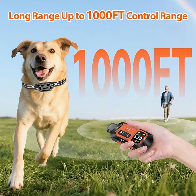 Citronella Dog Training Collar [2*Bark Collar] 1000FT Citronella Dog Bark Collar with Remote Innovative with Beep/Spray/Vibration 1-6 Levels for All Breeds 4 Training Modes Citronella Collar