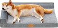 Patas Lague Orthopedic Dog Bed Large Sized Dog 36''X24'', Waterproof L Bolster Medium Pet Sofa Beds with Removable Washable Cover, Soft Comfortable Pet Couch Crate Mat with Nonskid Bottom, Grey
