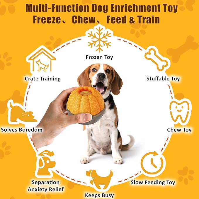 Frozen Dog Treat Toy for Aggressive Chewers, Treat Dispensing Enrichment Toy – Freezable Interactive Chew Toy to Keep Dogs Busy – Durable Dog Puzzle Feeder for Boredom Relief, Yellow