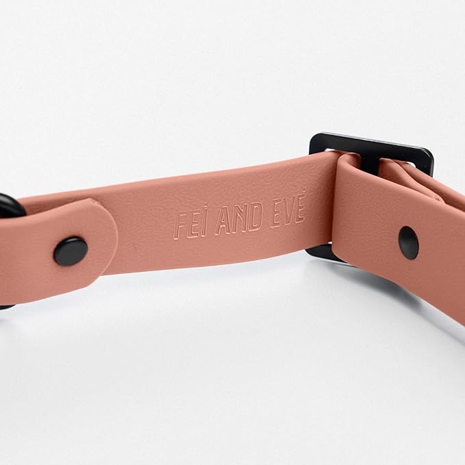 2026 New Edition, Fei & Eve PVC MagEase Dog Collar - Patented Magnetic Buckles | Quick-Release | 450LB Escape-Proof | Fur-Safe | Adjustable Fit | Medium Blush