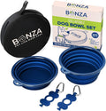 Bonza by Leash Boss Large Collapsible Dog Bowls Twin Pack, Portable Dog Water Bowls for Medium to Large Dogs, Lightweight, Sturdy, Leak Proof, Food Safe, Premium Quality Travel Pet Bowl Solution