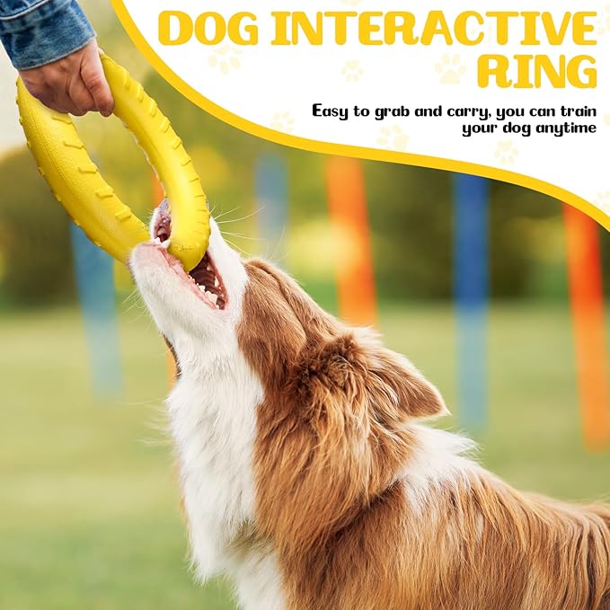Jenaai 4 Pack Dog Ring Toy Dog Training Chew Toy for Outdoor Aggressive Durable Pet Chewers Fetch Floating Toys Flying Disc Puppy Ring for Large Medium Puppy Training and Teeth Cleaning(7.48 Inch)