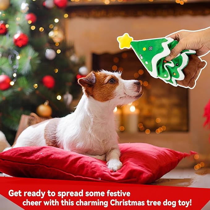 Christmas Dog Toys, Crinkle Christmas Tree & Squeaky Santa Claus, Dog Christmas Toys, Hide and Seek Dog Toy, Plush Dog for Small and Medium Dogs