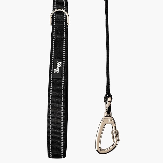 DF Co. Close Control Short Trainer Dog Leash | Strain Free & Shock Resistant, Durable Material, 65cm in Length, Heavy Duty Clips & D-Ring (Black, Regular)