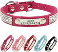 Personalized Dog Collar with Rhinestone Name Tag - Glitter Polyester Collar Adjustable [Rose Red,XS]