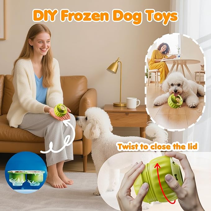 Dog Enrichment Toys 6 Pack-Dog Toys to Keep Them Busy,Lick Mat,Ball & Chew Bone with Peanut Butter,Frozen Treat Puzzle Dispenser for Anxiety Relief,Reduce Boredom,Christmas New Year Gifts