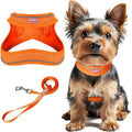Dog Harness and Leash Set,Step in Small Sized Dog Harness,Soft Mesh,No-Chock,Reflective Adjustable,Secure with Hook & Loop Fastener,Puppy Vest for Small,Medium Dogs(Orange,S)