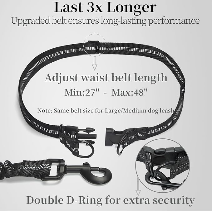 iYoShop Hands Free Dog Leash with Zipper Pouch, Dual Padded Handles and Durable Bungee for Walking, Jogging and Running Your Dog (Green Heart, Large)