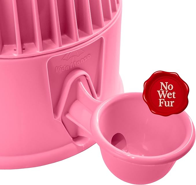 No Spill Pet Water Dispenser for Dogs and Cats, 67.6oz Gravity-Fed Water Bowl with Slow Drinking Design to Prevent Wet Fur, BPA-Free Polypropylene, Vida Mansa (Opaque Pink)