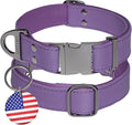 ADITYNA Leather Dog Collar with Metal Buckle - Heavy-Duty, Adjustable for Large & Extra Large Dogs - Walking & Training (Purple, Fits 19-30" Necks)