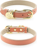 NINA WOOF Rio Vegan Leather Dog Collar - Padded Luxury Dog Collar with Adjustable Buckle - Color Peach (Small)