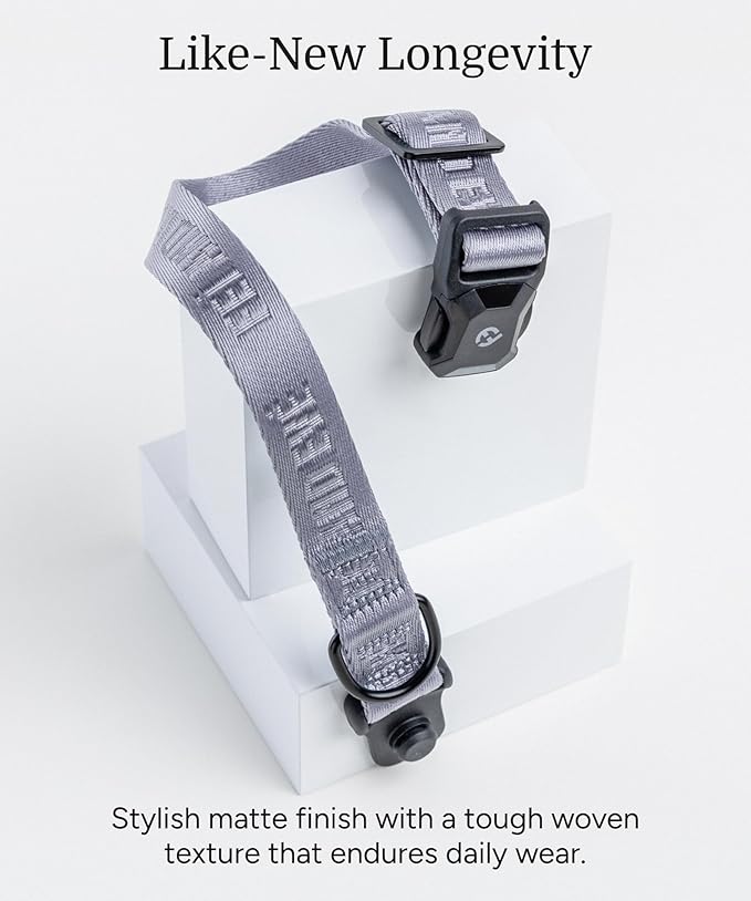 2026 New Edition, Fei & Eve MagEase Dog Collar - Patented Magnetic Buckles | Fur-Safe | Premium 210D Nylon | 450LB Escape-Proof | Adjustable Fit | Large (Twilight Gray)