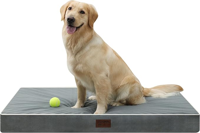 Dog Bed Mats for Large Big Dogs - Orthopedic Dog Pet Bed Thick Egg Foam Crate, Removable Washable Cover, Non-Slip Bottom Durable Dog Crate Bed Mat (Dark Gray, XXXL(54''x42''x4''))