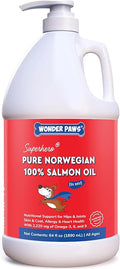 Premium Salmon Oil for Dogs – Pure Norwegian Salmon Oil High in Omega 3 EPA & DHA -Powerful Fish Oil for Dogs Skin & Coat, Hip & Joints, Allergies & Itchy Skin – Omega 3 Fish Oil for Dogs (64 oz)