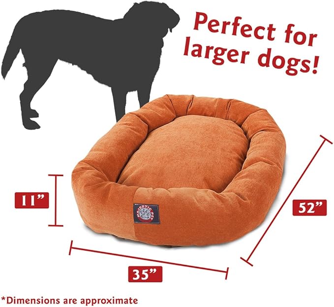 Majestic Pet Villa 52 Inch Shredded Memory Foam Dog Bed for X-Large Sized Dog 52x35x11 Inch–Orthopedic Pet Bed with Removable Washable Cover-Washable X-Large Puppy Mat with Head Support-Orange
