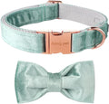 ARING PET Velvet Dog Collars with Bow tie, Dog Bowtie Collar, Adjustable Green Dog Collar,X-Small.