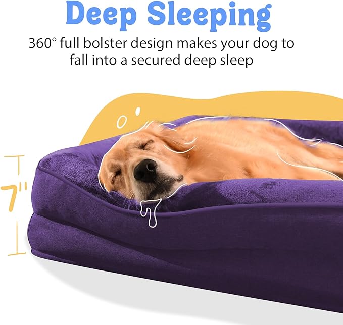 Washable Orthopedic Dog Bed for Medium Large Size Dogs with Removable Orthopedic Foam- Memory Foam Pet Couch Sofa Cover Waterproof Bolsters
