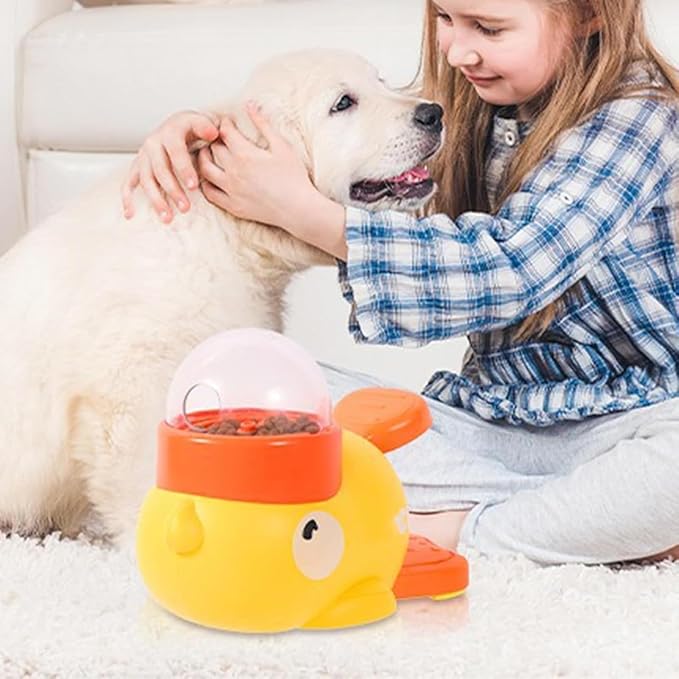 Duck Cat Treat Dispenser, Duck Dog Food Dispenser Toy, Interactive Duck-Shaped Puzzle Feeder for Dogs and Cats, Promotes IQ Training and Entertainment (Pink)