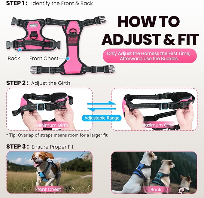 VIVAGLORY Dog Harness Easewalk No Pull Dog Harness with Handle Front Clip & Back Clip for Training Walking Lifting, No Pull Adjustable Easy On Padded Comfortable for Pet, XS, Bright Yellow - Plain