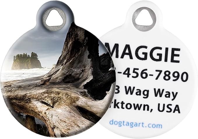 Dog Tag Art Nature and Outdoors Custom Pet ID Tag for Dogs and Cats, Personalized Dog Tag with Customized Identification, Olympic National Park, Large (1.25" Diameter)
