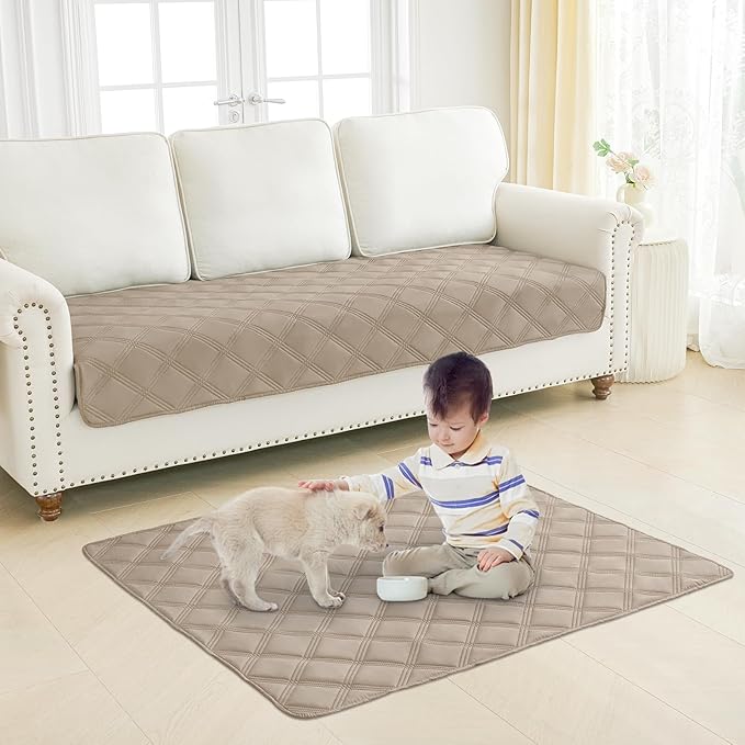 Smiry Waterproof Dog Bed Cover Blanket 40x80, Soft Reversible Pet Blanket, Washable Leakproof Cats Dogs Couch Cover for Sofa, Couch, Furniture, Taupe/Taupe