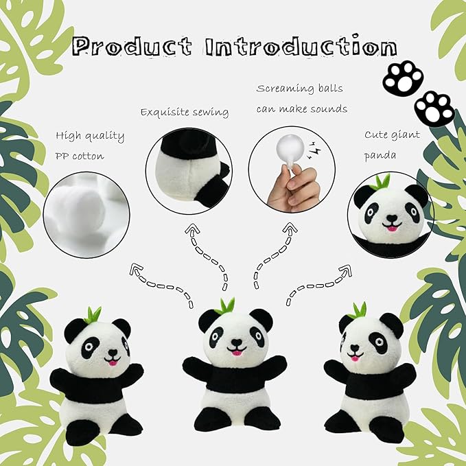 Dog Hide and Seek Toys Puppy Chew Squeaky Toys Plush Mushroom&Bamboo&Shell Hideout Stuffing with Squeakers Animals (Bamboo Hideout with 5 Panda)