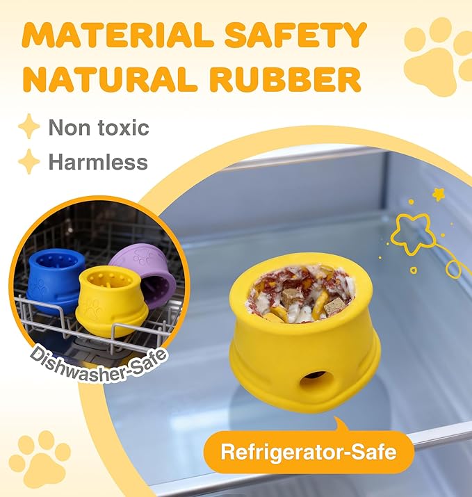 Dog Enrichment Toys, Interactive Puzzle Toys for Dogs-Long-Lasting Nature Rubber & Durable, Dog Toys to Keep Them Busy,Holds Kibble-Treats Frozen Treat Toy for Dog, Lemon,M