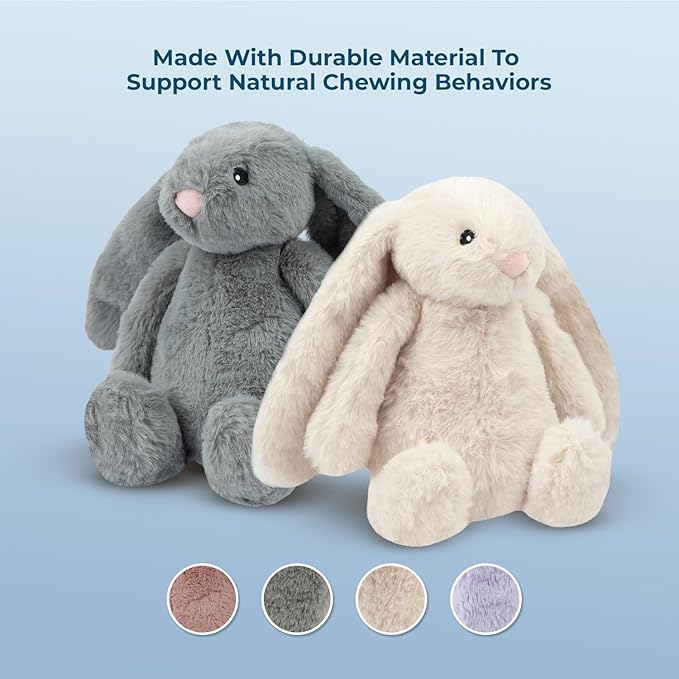 Best Pet Supplies Squeaky Dog Toys with Soft Durable Fabric for Small, Medium and Large Pets Interactive Toy for Indoor Play, Supports Active Biting and Play - Bunny (Beige), Small