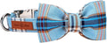 Lionet Paws Boy Dog Collar with Bowtie, Comfortable Adjustable Cute Blue Plaid Bow Tie Collar for Male Dogs Gift, Large, Neck 16-24 inches