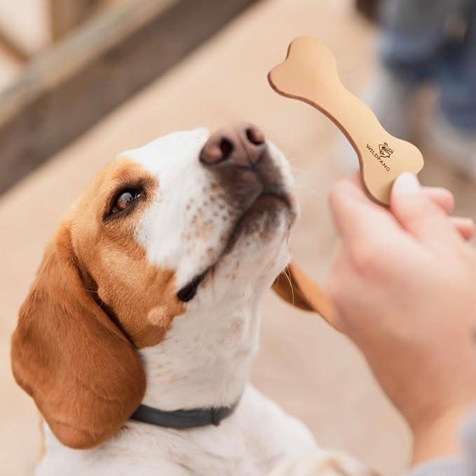 Wildfang® Leather Dog Toy, Medium– Soft Dog Toy & Dog Chew Toy for Gentle Chewer, Puppies & Senior Dogs with Sensitive Teeth – Non-Toxic, Stuffless Leather Bone, 5 mm for Dog Over 22-33 lbs, Pack of 3