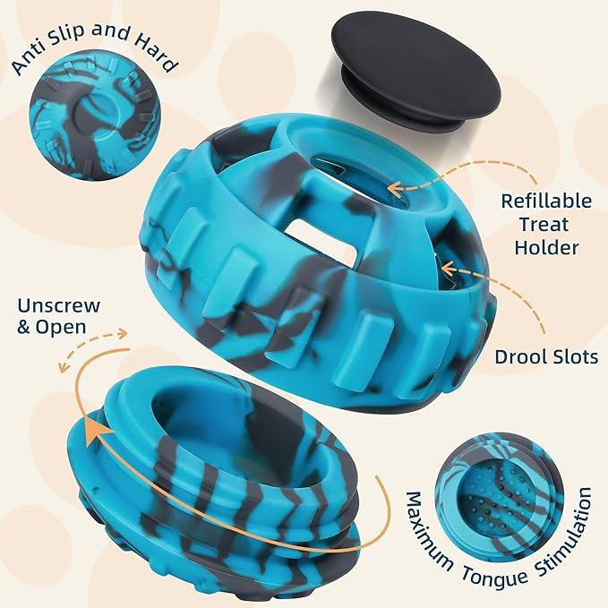 Dog Enrichment Toys to Keep Them Busy-Interactive Dog Toys for Large Dogs-Freeze Treat Dispensing,Natural Rubber,Dishwasher Safe,Blue,M
