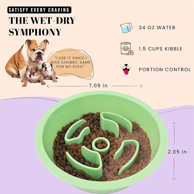 AVERYDAY Slow Feeder Dog Bowls for Medium Breeds Fits Raised Feeding Station, Puzzle Dog Food Bowls to Slow Down Eating, Dogs Feeding Bowl with Non-Slip, Slows Feeder Pet Bowl for Wet and Dry Food